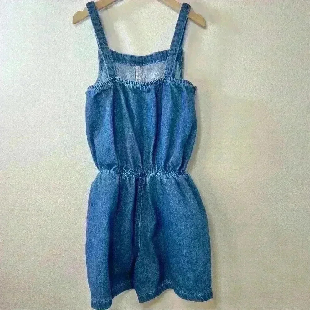 Cat & Jack One-Piece Denim Romper with Pockets Size 10/12 - Picture 3 of 7